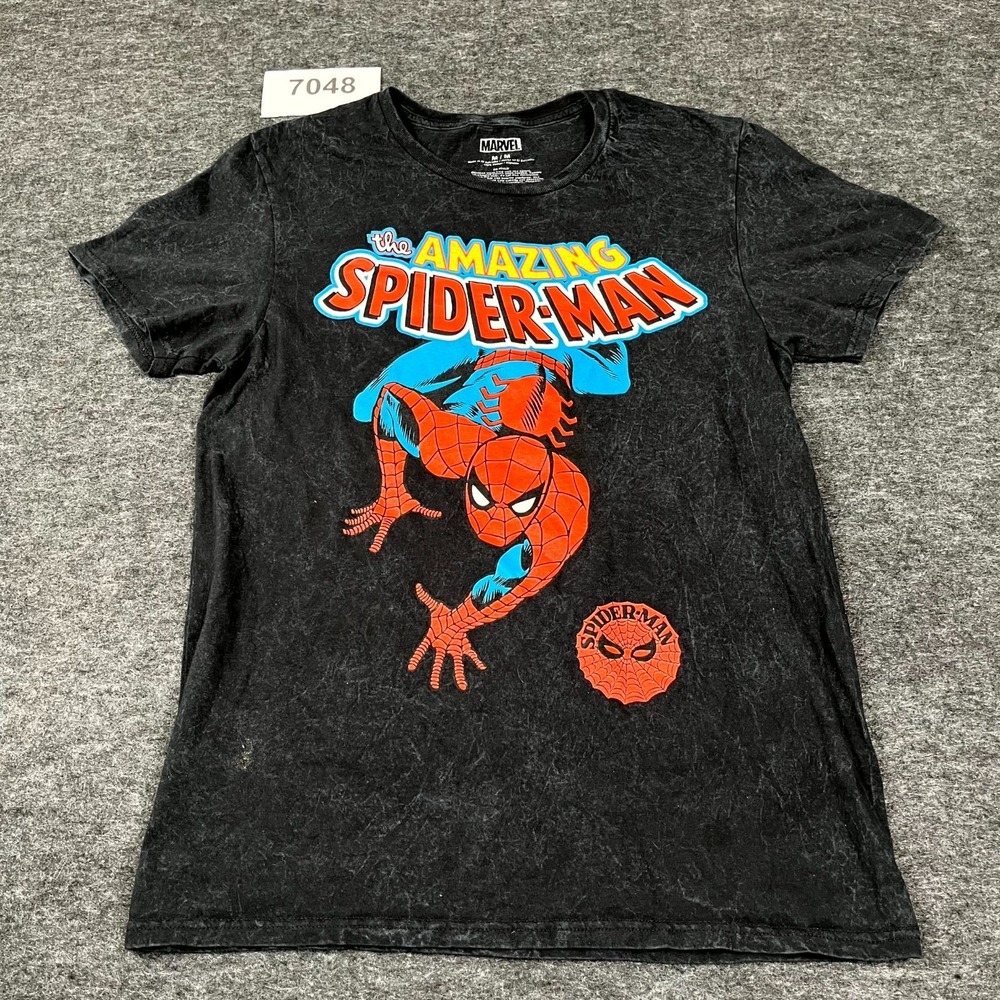 Marvel T Shirt Mens Medium Black Cotton Crew Neck‎ Amazing Spider Man Graphic